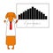 Business dachshund with oil price graphic