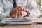 Business deadline, businessman looking at the watch and checking time, closeup of hands