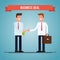 Business deal. People shaking hands. Vector flat illustration.