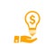 business, develop,setting, innovation, creative idea management orange color icon