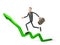 Business development concept businessman in a suit runs up the rising arrow as if on stairs 3d render on white