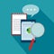 Business document information strategy with chat bubble