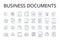 Business documents line icons collection. Contracts, Agreements, Invoices, Proposals, Quotes, Receipts, Purchase orders