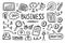 Business doodle vector set. Simple sketch outline marketing icons. Drawing element silhouette