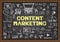 Business doodles about content marketing on chalkboard.