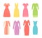 Business dresses for women. Vector illustration. Female textile, flat design