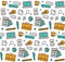 Business elements seamless icons pattern