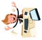 Business enthysiasm at work desk illustration cartoon character