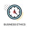 Business ethics icon with clock on white background illustratio