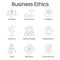 Business Ethics Outline Icon Set w Honesty, Integrity, Commitment, & Decision