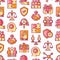 Business ethics seamless pattern with thin line icons: connection, union, trust, honesty, justice, commitment, no to racism,