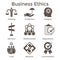 Business Ethics Solid Icon Set with Honesty, Integrity, Commitment, and Decision