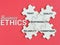 Business ethics written on red background
