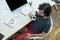 Business executive having coffee at his desk