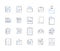 Business files and folders outline icons collection. file, folder, document, report, spreadsheet, presentation, proposal