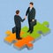 Business and finance concept. Handshake isometric. Partnership flat 3d isometric illustration Two businessmen shaking