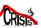 Business finance crisis concept with business man character. money fall down with arrow decrease on crisis lettering symbol