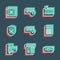 Business finance line icon set. Anaglyph 3d.