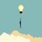 business finance. Think Successful vision concept with icon of Businessman flying with lightbulb. Eps10 il