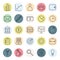 Business and finance web icon set with outline style colour full icon collection