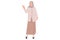 Business flat cartoon style drawing Arab businesswoman standing and rejecting something with stop hand gesture. Strict boss