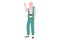 Business flat drawing Arab businesswoman showing OK sign with hand. Satisfied fashionable female manager gesturing all right, okay