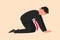 Business flat drawing depressed businessman crawling in despair on the floor. Frustrated or stressed office worker losing job due