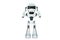 Business flat drawing robot covering his ears with hands, making don\\\'t hear or listen gesture. Humanoid cybernetic