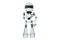 Business flat drawing robot keeping hands on chest. Friendly robot expressing gratitude. Humanoid cybernetic organism. Robotic
