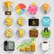 Business flat icons color set.