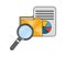 business folder data information magnifying glass