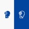 Business, Globe, Head, Mind, Think Line and Glyph Solid icon Blue banner Line and Glyph Solid icon Blue banner