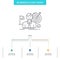 business, goal, hit, market, success Business Flow Chart Design with 3 Steps. Line Icon For Presentation Background Template Place