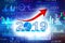 Business graph with arrow up and 2019 symbol, represents growth in the new year 2019. 3d render