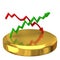 Business graph on gold podium