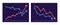 Business graph with two arrows moving up and down. profit growth and decline.