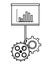 Business graphs on whiteboard with gears black and white