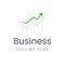 Business green arrow chart growth icon. Market statistic report logo template.