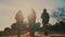business. a group of hikers walk go forest park silhouette. business journey travel concept. hikers walk silhouette at