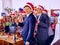 Business group people in santa hat Xmas party at