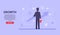 Business growth concept. Vector flat businessman with a briefcase stands with his back and looks at the success and growth of his