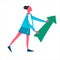 Business growth, goal, planning concept. Young woman with growth arrow