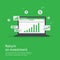 Business growth graph and arrows chart increase to success. Return on investment ROI or increase profit concept. Finance