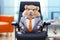 Business Hamster in Suit Sitting in Office Chair, AI Generated