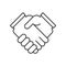 business hand or handshake icon, deal and meeting concept, editable stroke outline