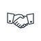 Business handshake, contract agreement line art icon