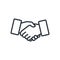 Business handshake, contract agreement line art icon