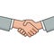 Business handshake, greeting and agreement sign