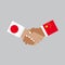 Business Handshake Japan And China Vector.