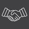 Business handshake line icon, contract agreement